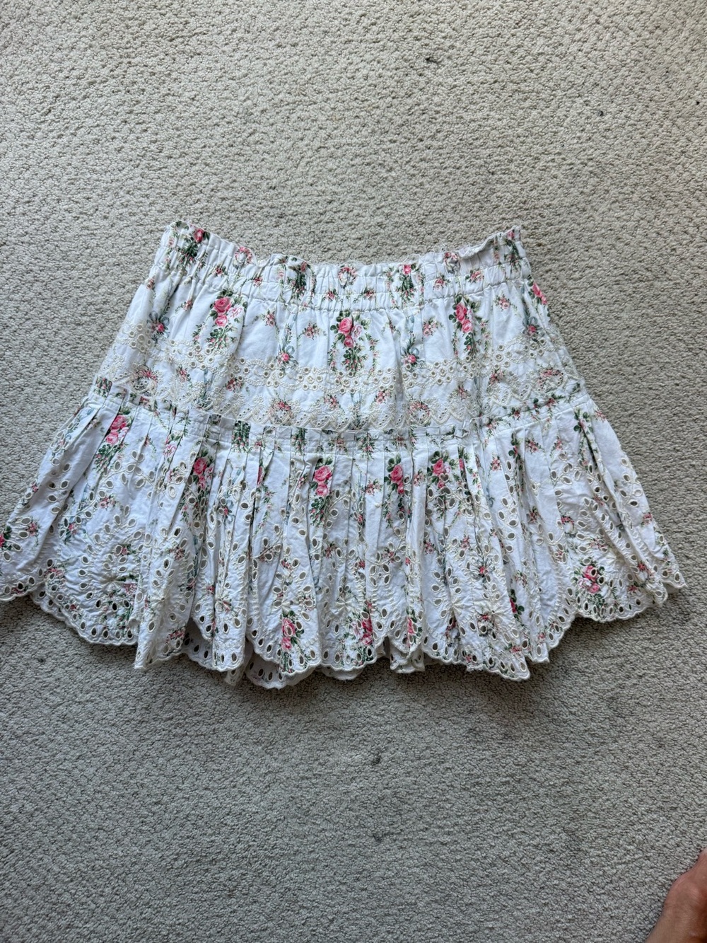 LoveShackFancy Vanilla Floral Sarie Mini Skirt size M